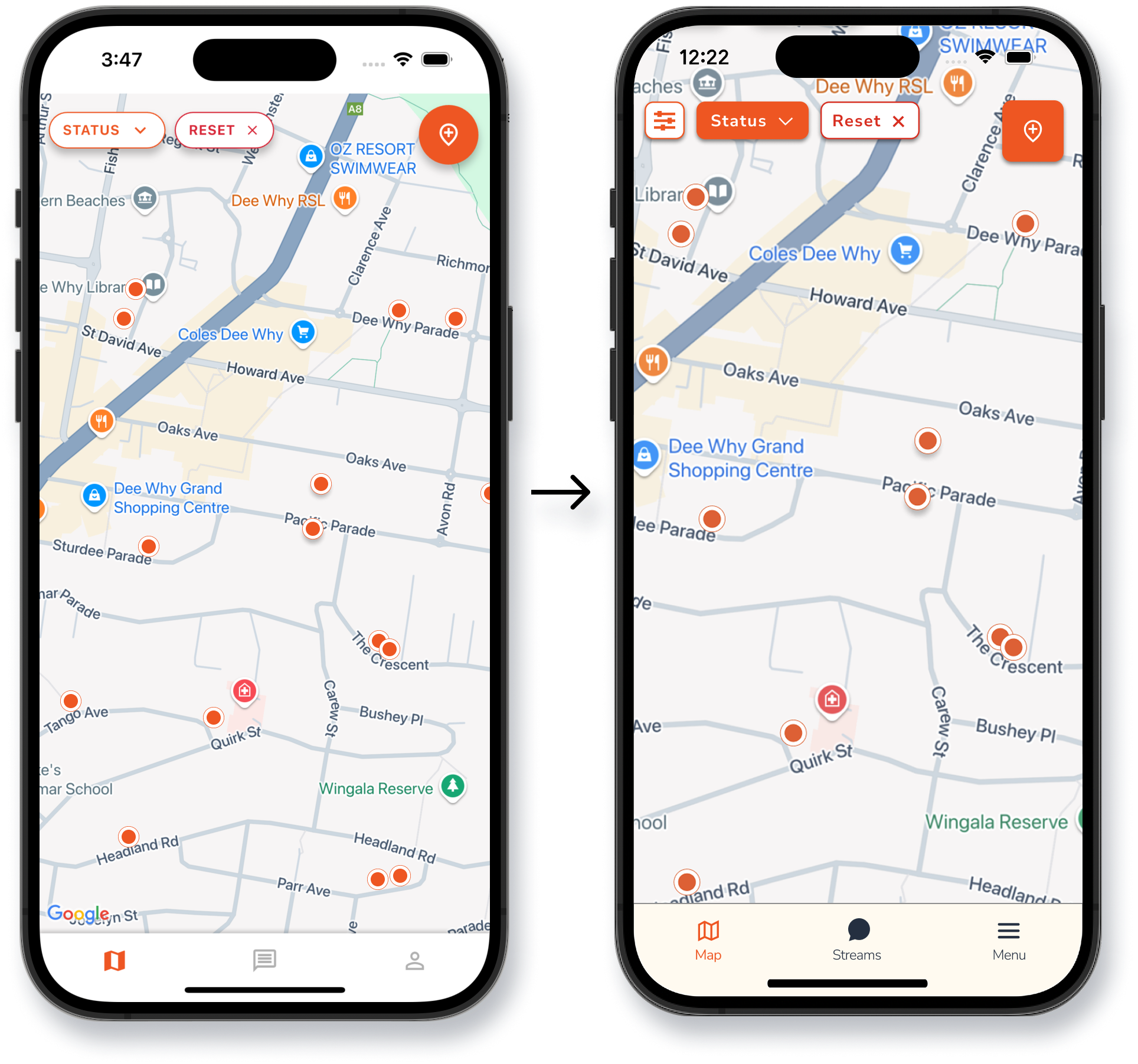 improved map screen designs